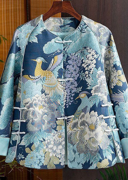Chinese Style Yellow Embroidered Oriental Button Spliced Silk Coat Autumn