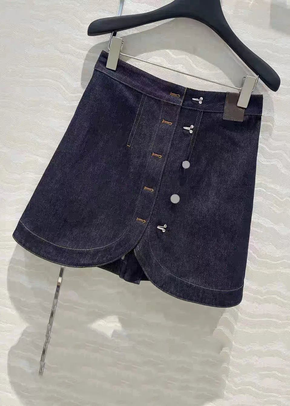 Blue Turtleneck Asymmetrical Patchwork Denim Coats and Skirts Two Pieces Set Fall