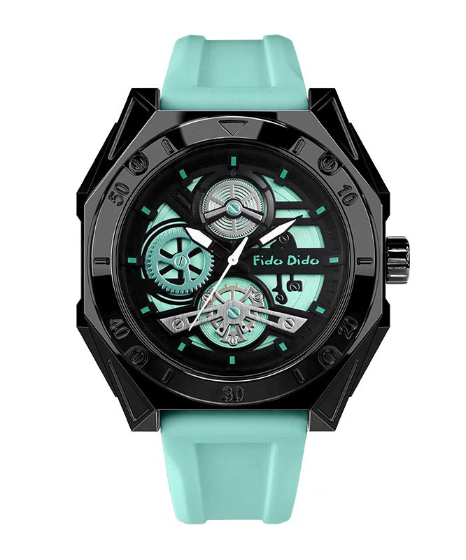 Light Green Silicone Rubber Quartz Movement Hollow Out Noctilucent Watches