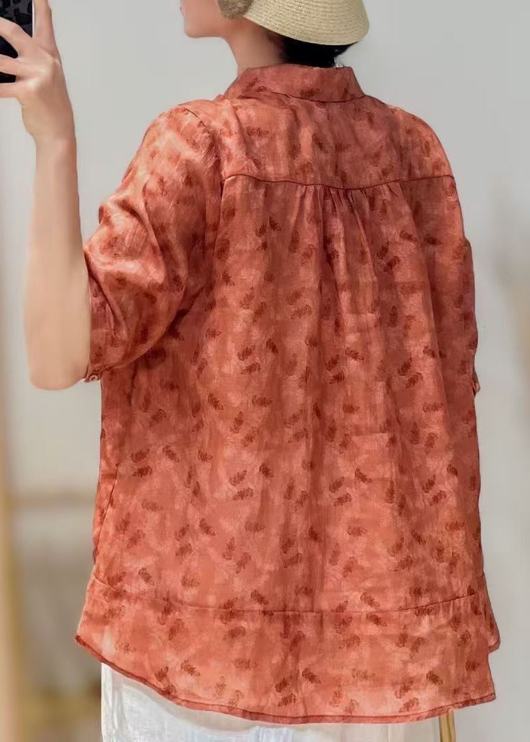 Yellow Peter Pan Collar Print Cotton Blouse Tops Summer
