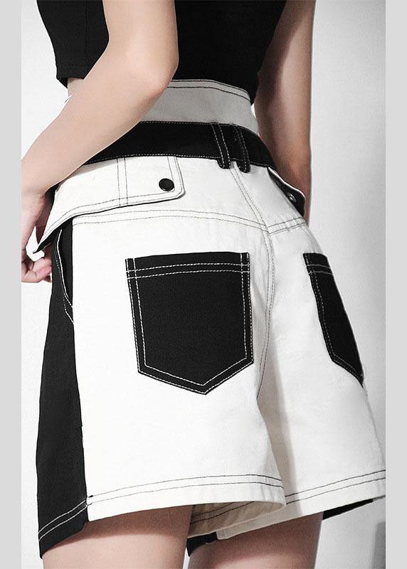 Black Patchwork Pocket Shot Denim Pants