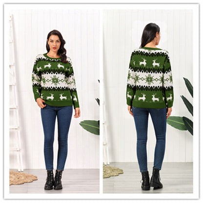 Turtleneck Sweater Women's Knit Christmas Sweater with Reindeer