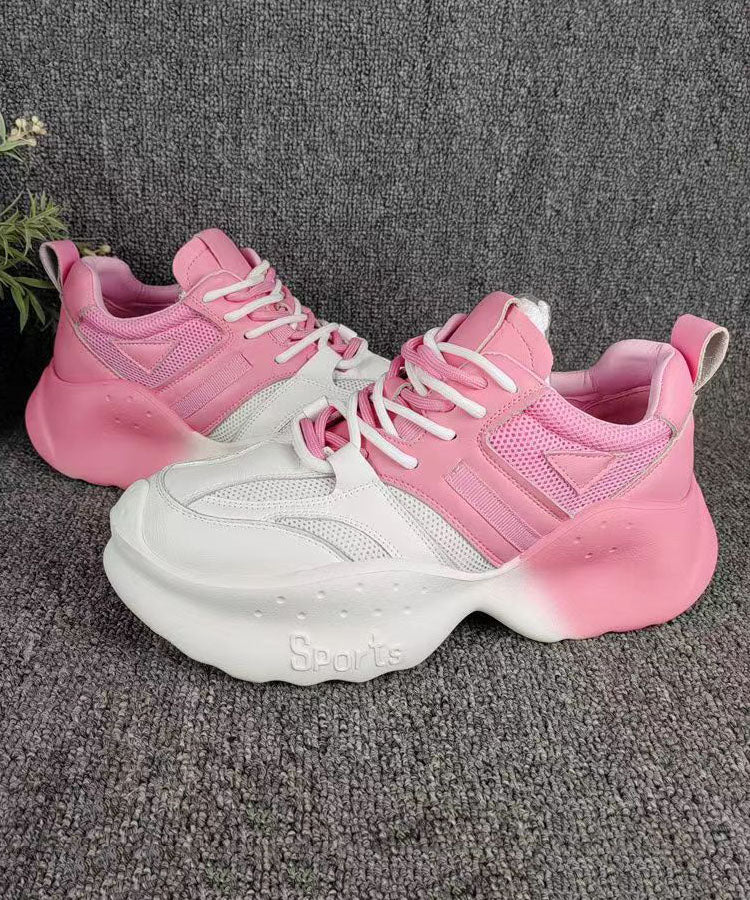 Comfy Gradient Pink Breathable Mesh Platform Sport Shoes
