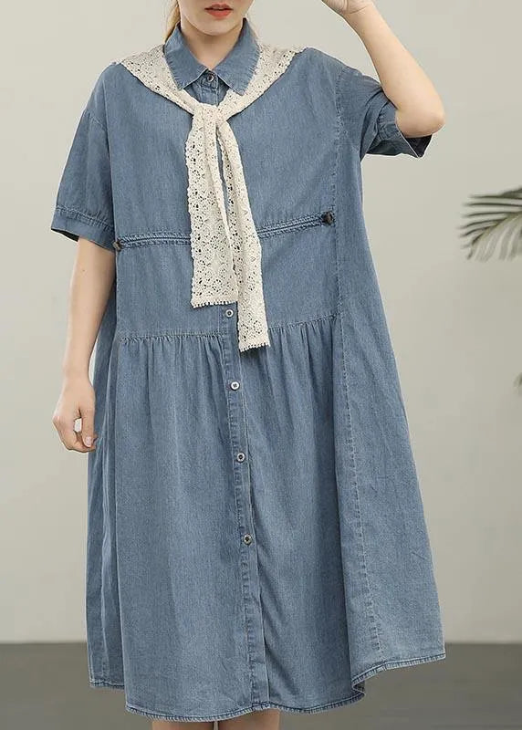 Wash Lace Shawl Two Piece Denim Dress