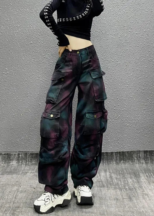 Original Design High Waisted and Multi Pocket Denim Pants Autumn