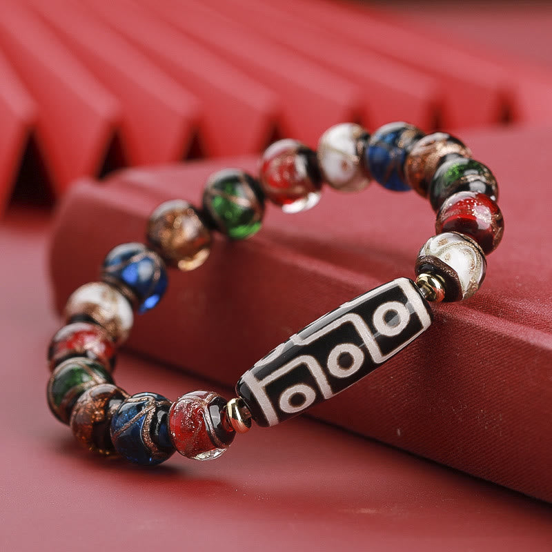 12mm Nine-eye Dzi Bead Spiritual Wealth Bracelet