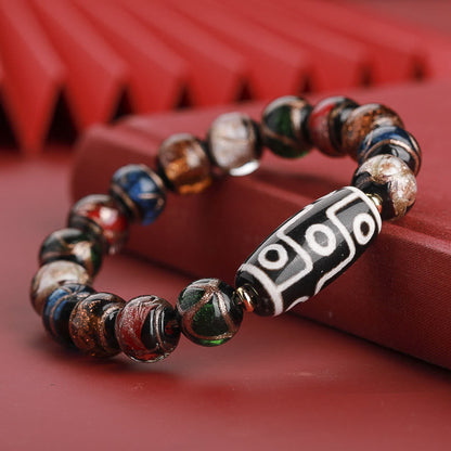 12mm Nine-eye Dzi Bead Spiritual Wealth Bracelet