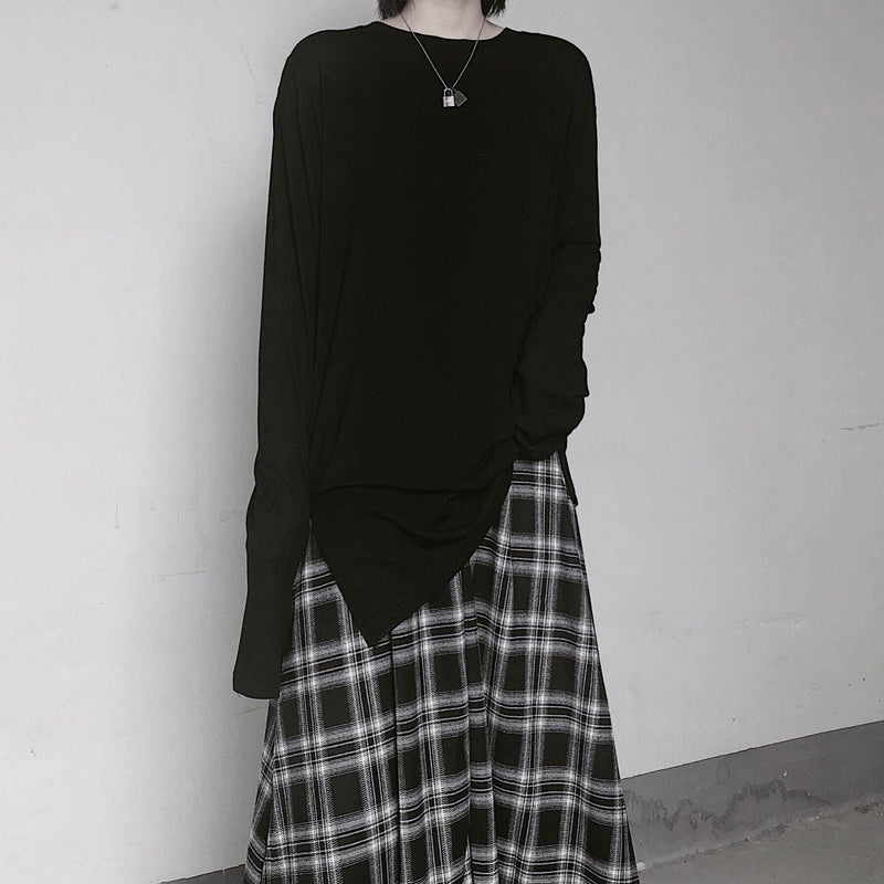Organic O Neck Side Open Clothes for Design Black Tops