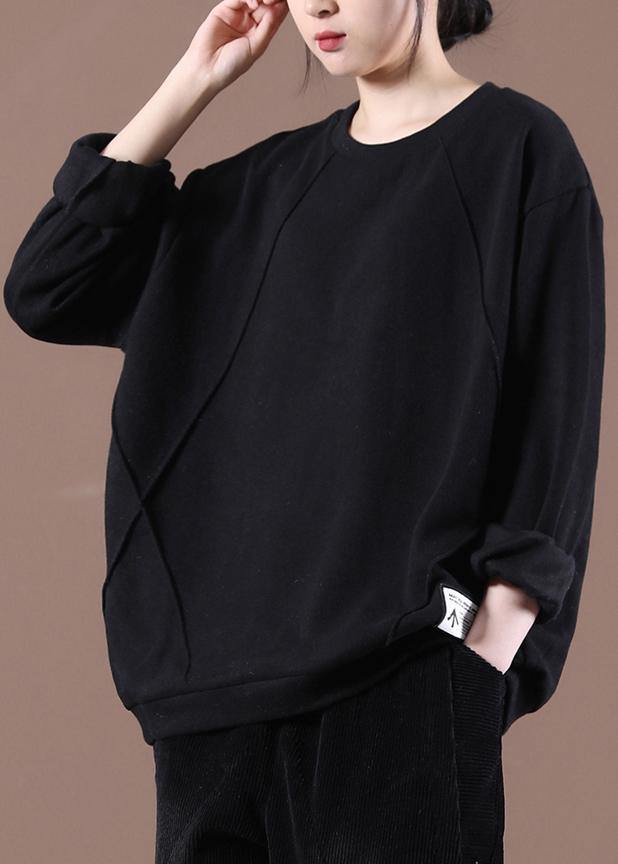 Modern Black Loose Sweatshirts Top