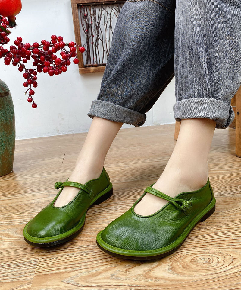 Splicing Flat Shoes for Black Cowhide Leather