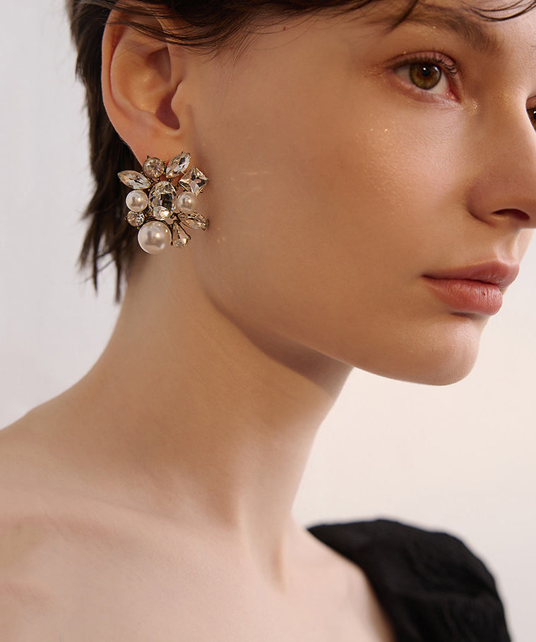 French White Zircon Fine Pearl Drop Earrings