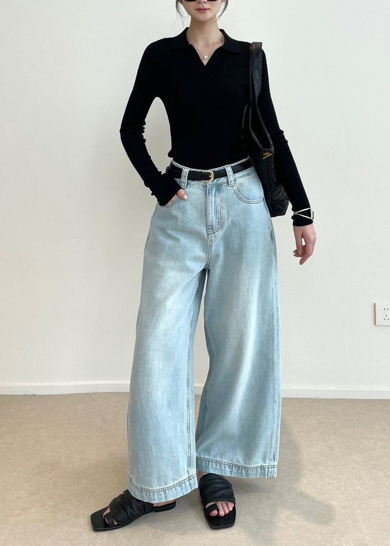 Black V Neck Silm Fit Knit Tops Spring
