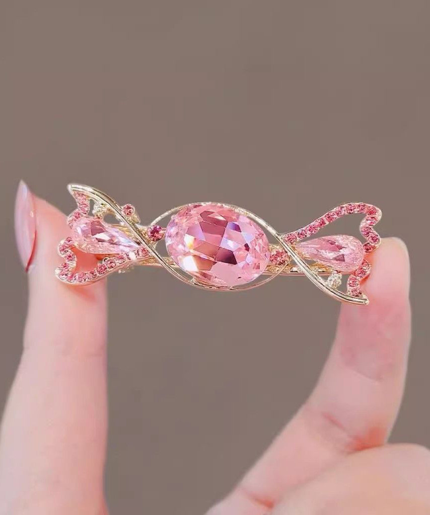 Pink Alloy Crystal Zircon Candy Hairpin