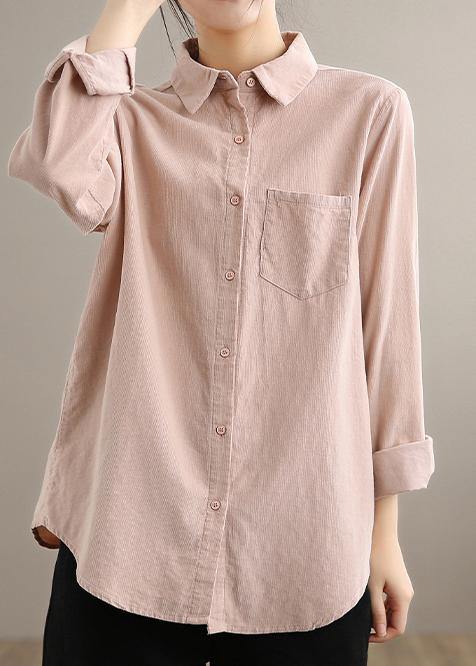 Modern Pink Clothes for Lapel Pockets Spring Tops