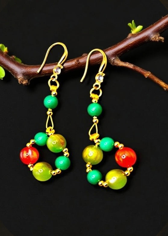 Rainbow Acrylic Turquoise Drop Earrings