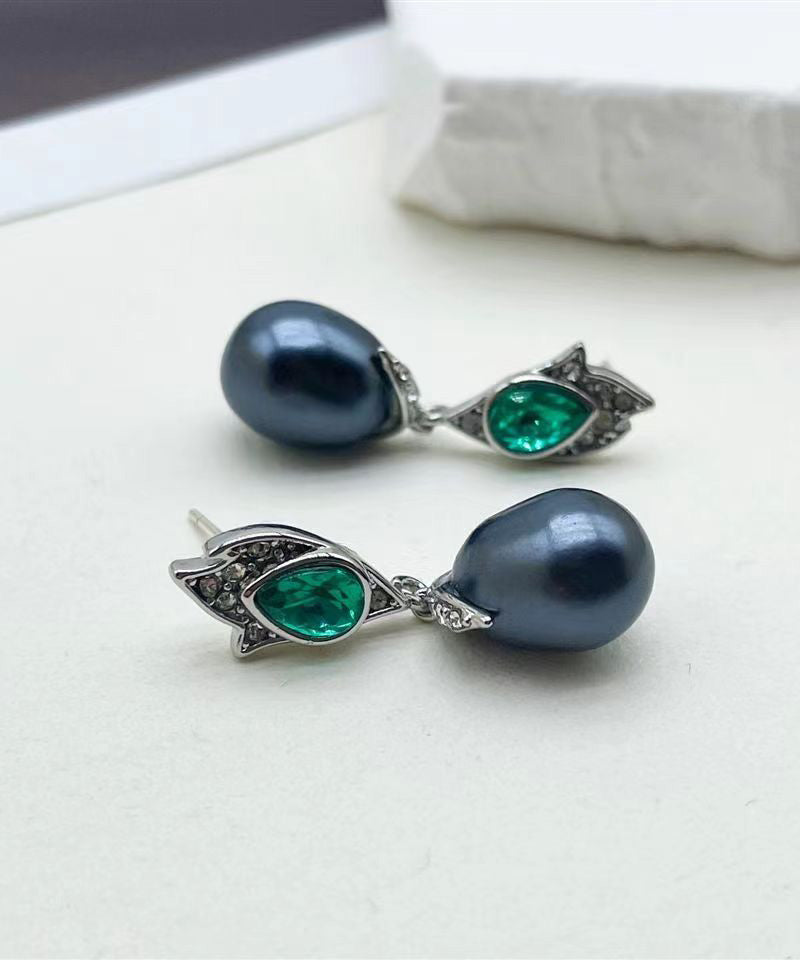 Style Silk Copper Silvering Pearl Glass Tassel Drop Earrings