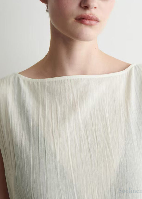 White Backless Side Open Cotton Robe Dresses Sleeveless