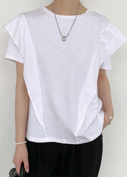 White Ruffled Patchwork Cotton Tanks Summer