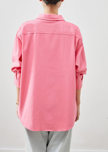 Diy Watermelon Red Peter Pan Collar Cotton Blouses Fall