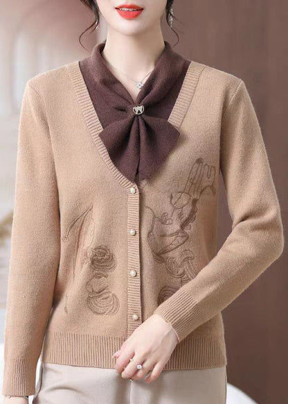 Green Bow Patchwork Knit Pullover Spring