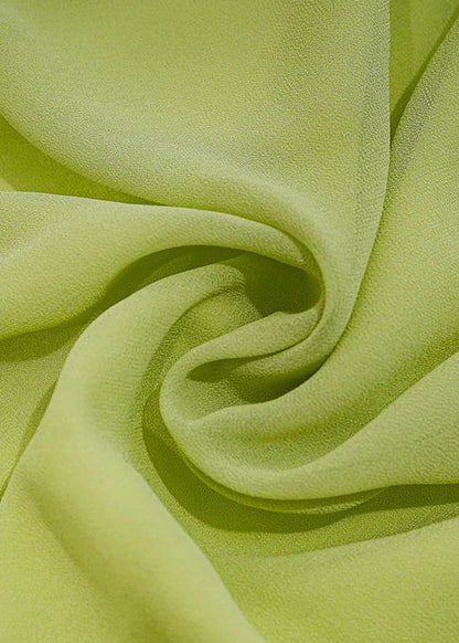 Green Ruffled Patchwork Silk Dresses Spring