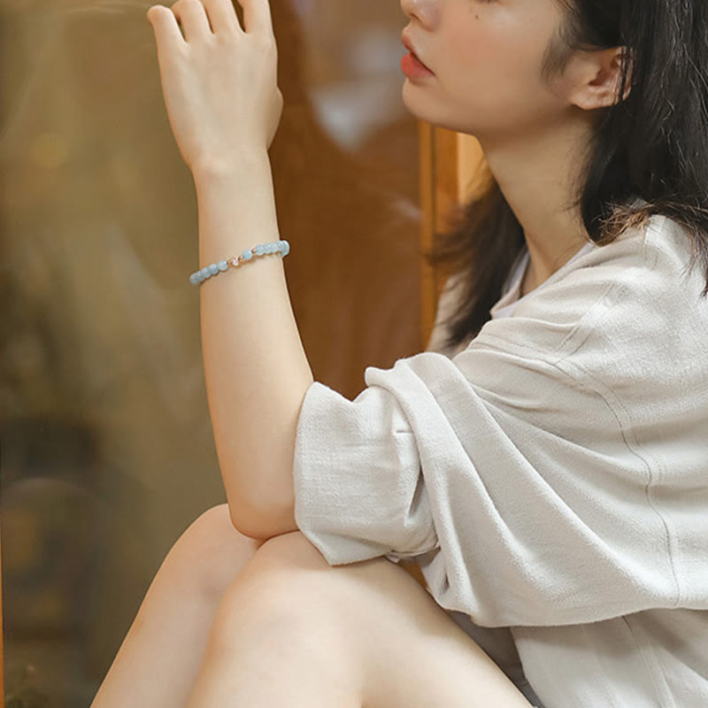 14k Gold Plated Aquamarine Healing Bracelet for Serenity