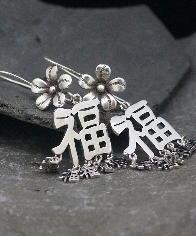 Silk Sterling Silver Blessing Tassel Drop Earrings