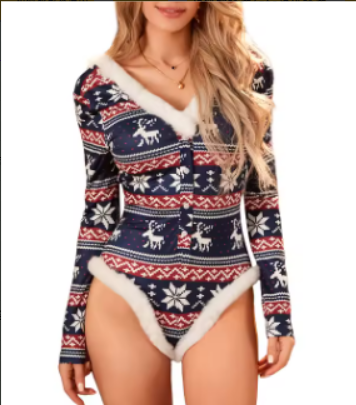 Christmas Floral Sexy Body Tight Jumpsuit Shorts