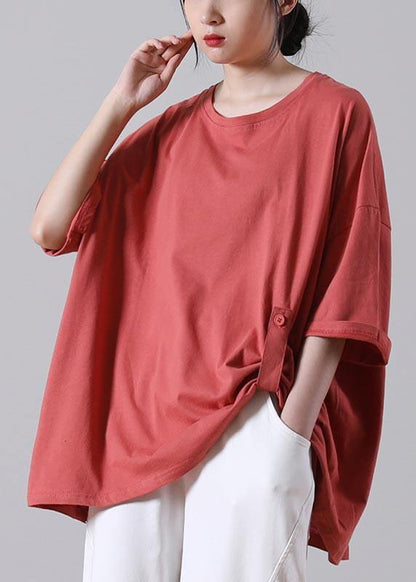 Orange Button Cotton Summer T-shirt