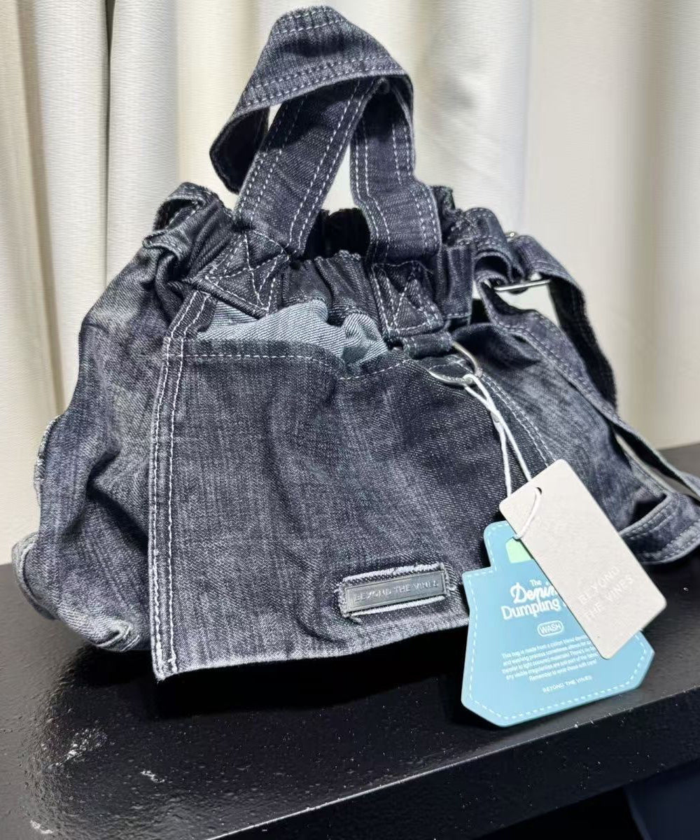 Classy Navy Durable Denim Tote Handbag