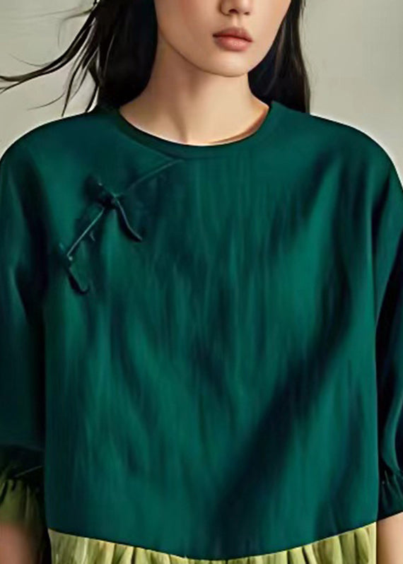 Green Patchwork T Shirts Summer