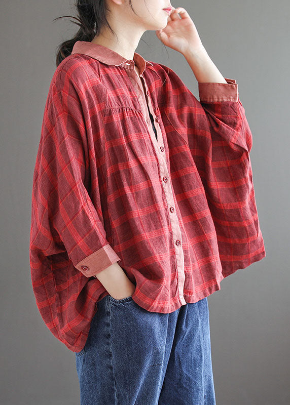 Boutique Red Button Peter Pan Collar Blouses Spring