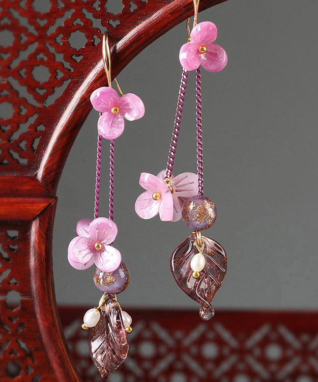 Rose Sterling Silver Pearl Coloured Glaze Drop Earrings