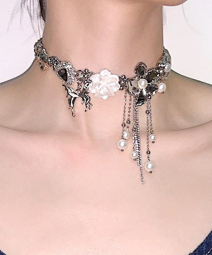 Silk Tassel Pearl Alloy Choker