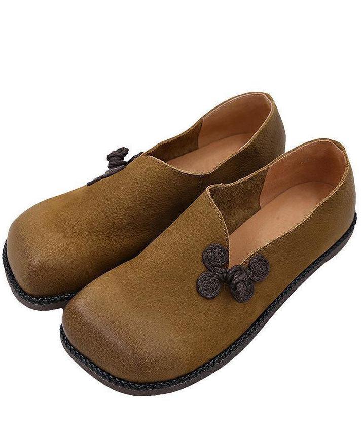 Flat Shoes Yellow Faux Leather Loafer Shoes