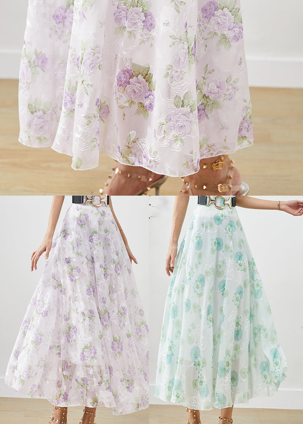 Green Chiffon Skirts Exra Large Hem Fall