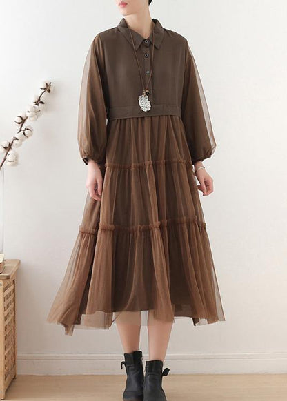 Chocolate Cotton Patchwork Tulle Summer Holiday Dress