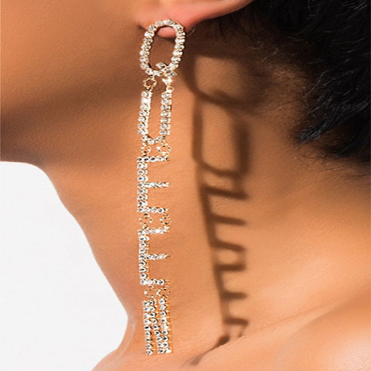 Letter Rhinestone Earrings
