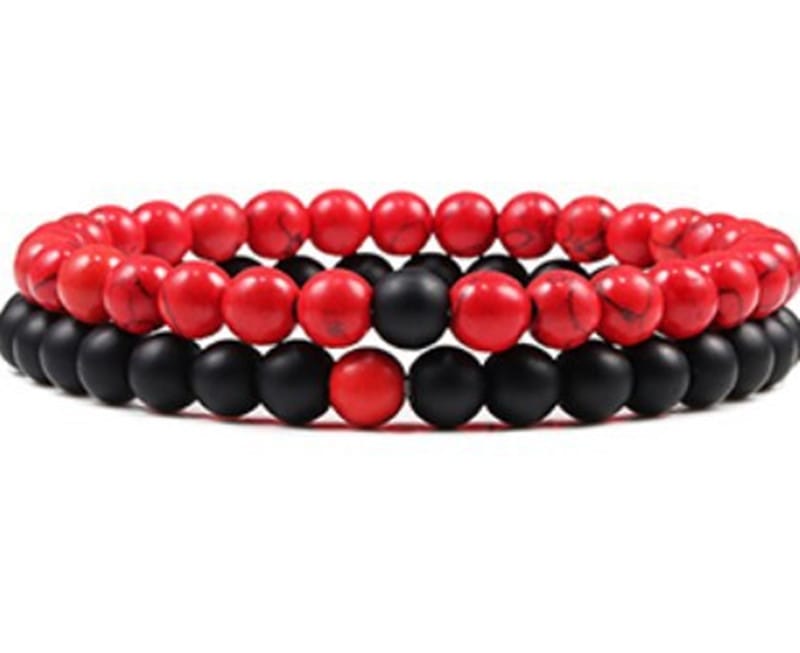 Black Lava Stone Couple Bracelet 2pc Set