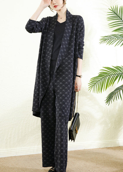 Coffee Print Silm Fit Cotton Three Piece Set Outfits Fall