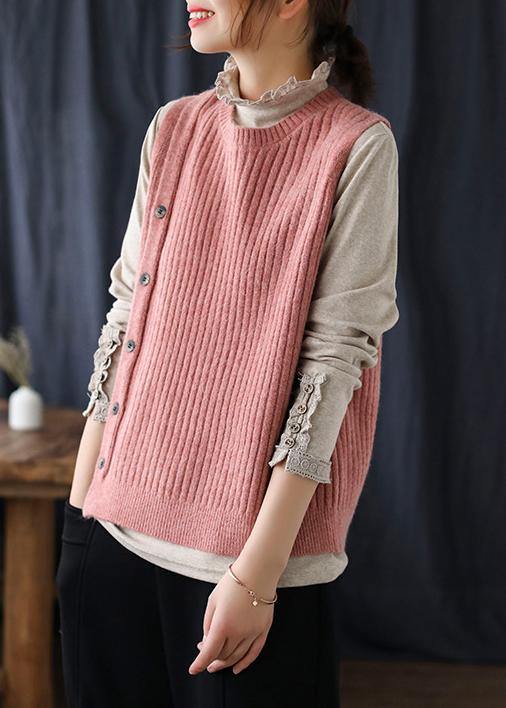 Yellow Crane Tops O Neck Sleeveless Spring Sweaters
