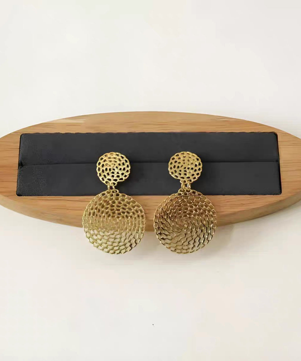 Gold Copper Overgild Hollow Out Hoop Earrings
