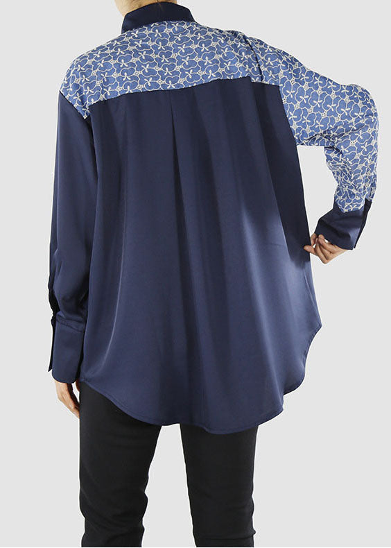 Black Blouses Ruffled Patchwork Button Pockets Spring