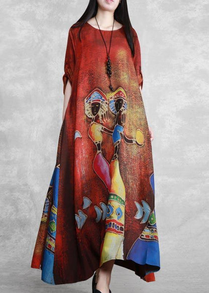 French O Neck Pockets Dresses Design Yellow Print a Line Dresses