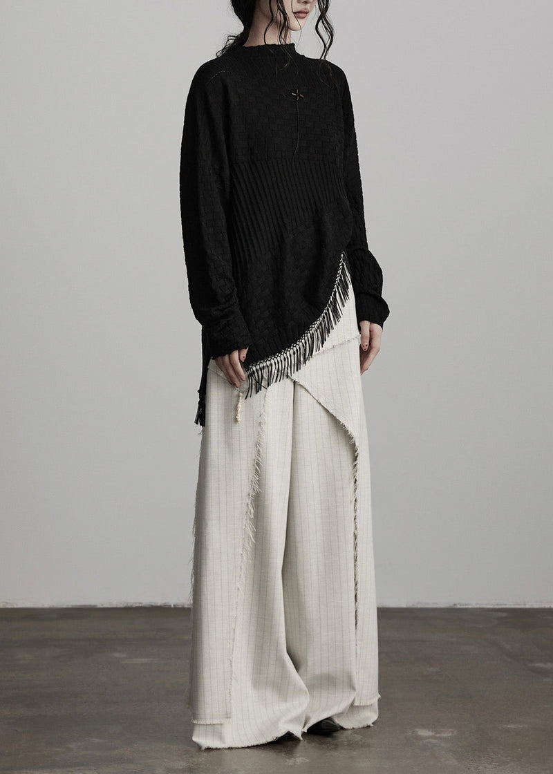 Original Design Apricot Asymmetrical Striped Cotton Pants Skirts Spring