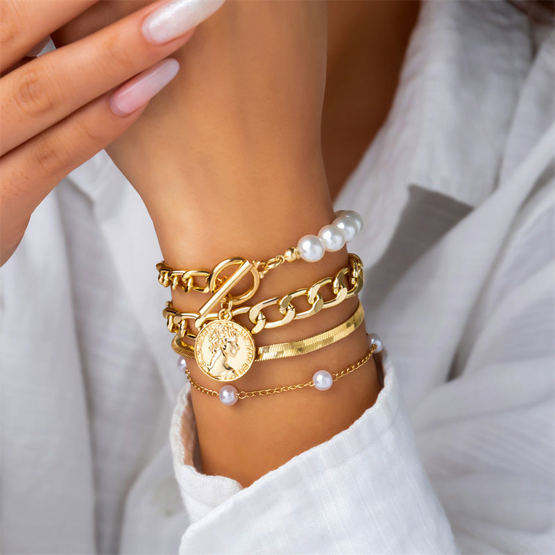 Patchwork Chains Pearl Bracelets
