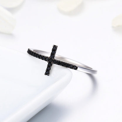 Silver Cross Sparkle Ring
