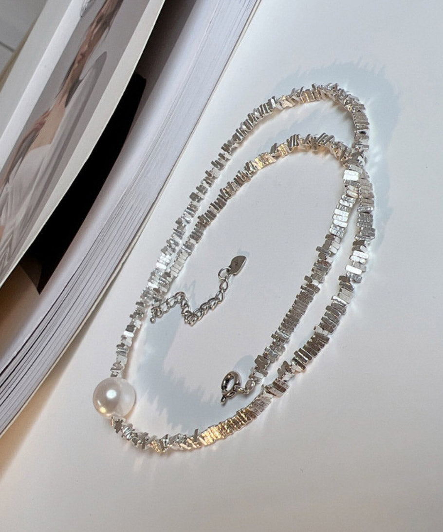 Silk Sterling Silver Pearl Necklace