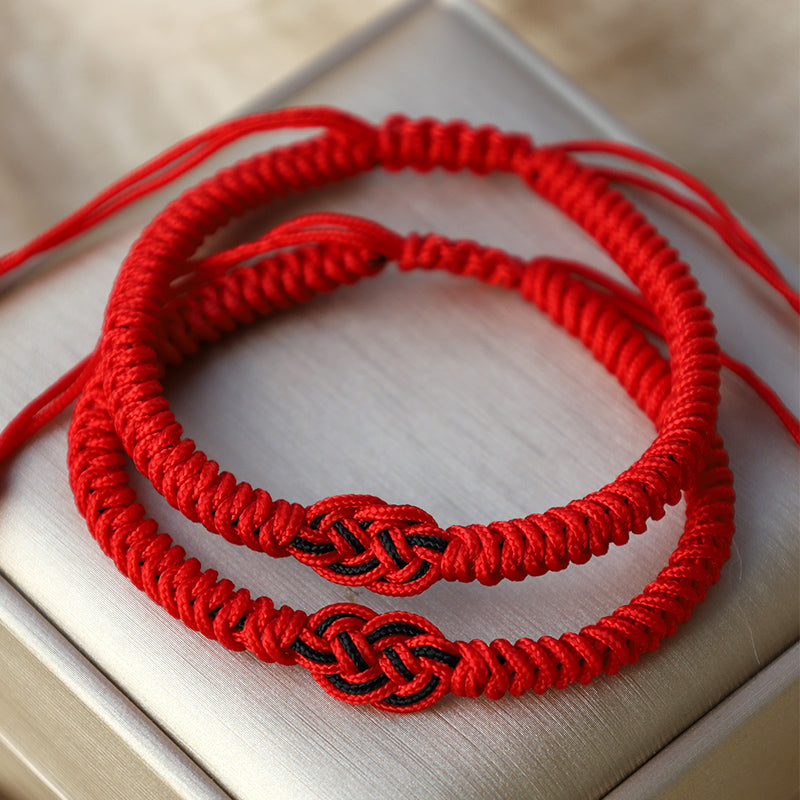 Buddha Stones 2pcs Tibetan Luck Chinese Knot Protection String Bracelet