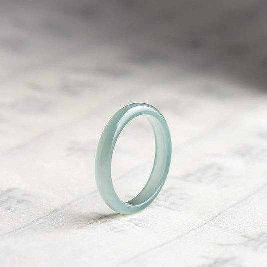 Buddha Stones Natural Jade Prosperity Luck Ring